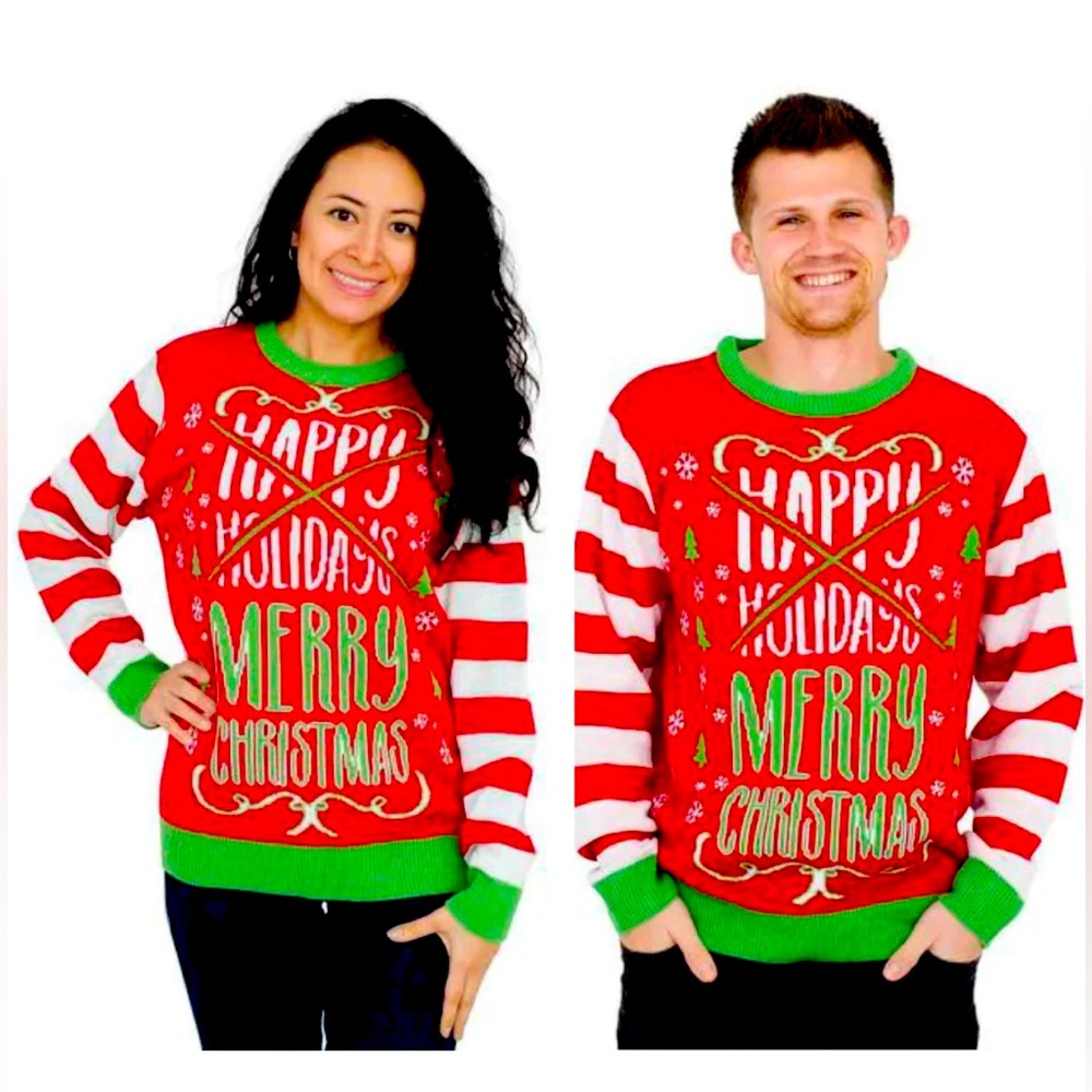 Unisex Happy Holidays Merry Christmas Ugly Christmas Sweater Size XXL NWT